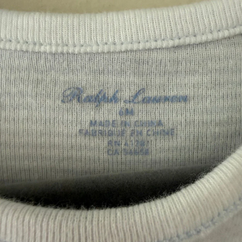 Ralph Lauren Baby Boy Blue White Striped Footed Sleeper Coverall 6M Pony Logo